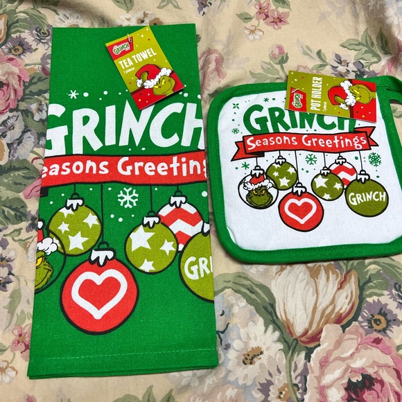 the grinch Other - Grinch tea towel & pot holder